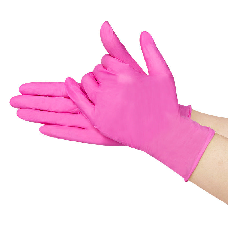 Ez Essentials Premium Nitrile Gloves Pink 100 Pack