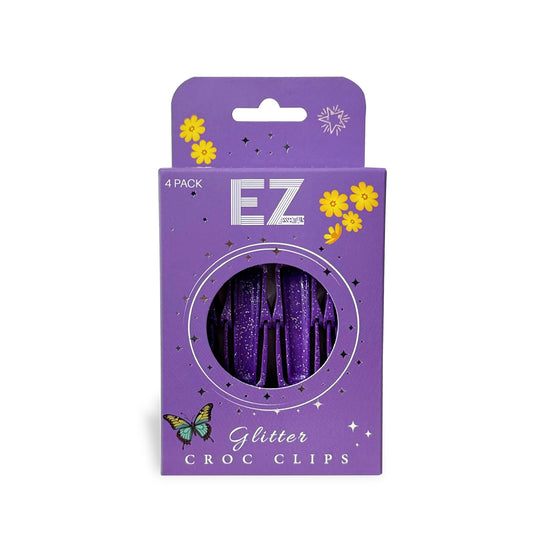 EZ Essentials Glitter Croc Clip 4 Pack Purple