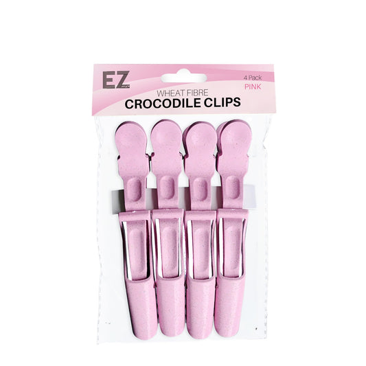 EZ Essentials Wheat Fibre Crocodile Clips 4 Pack Pink
