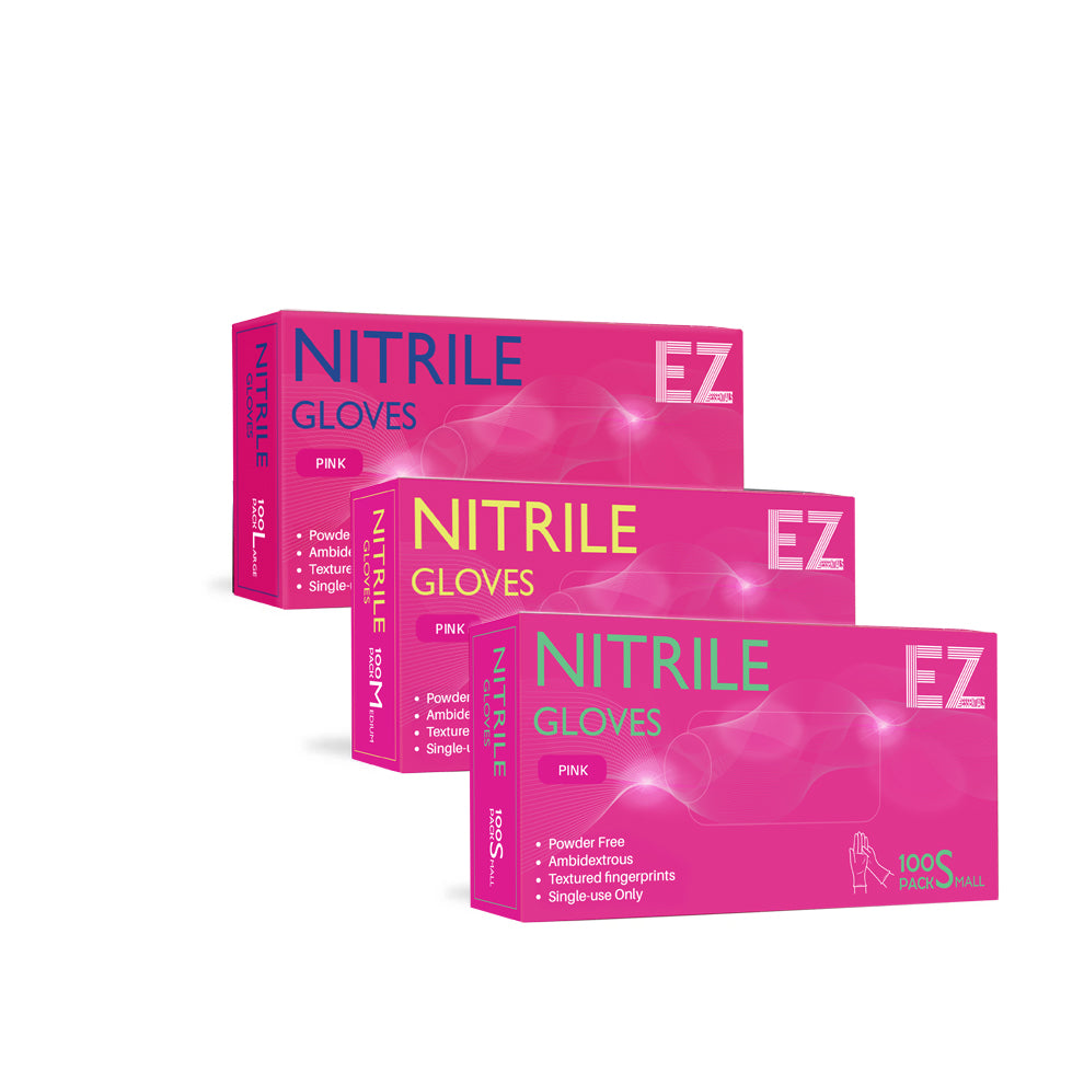 Ez Essentials Premium Nitrile Gloves Pink 100 Pack
